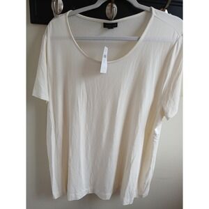 NWT j.jill WearEver Collection Cream Scoop Neck Short Sleeve Tee Top XL
